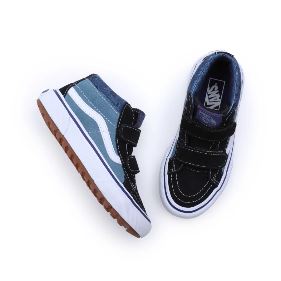 Kinder VANS Mte Schuhe | Kleine Kinder Paisley Sk8-Mid Reissue Mte-1 Schuhe Mit Klettverschluss (4-8 Jahre) Blau, Schwarz