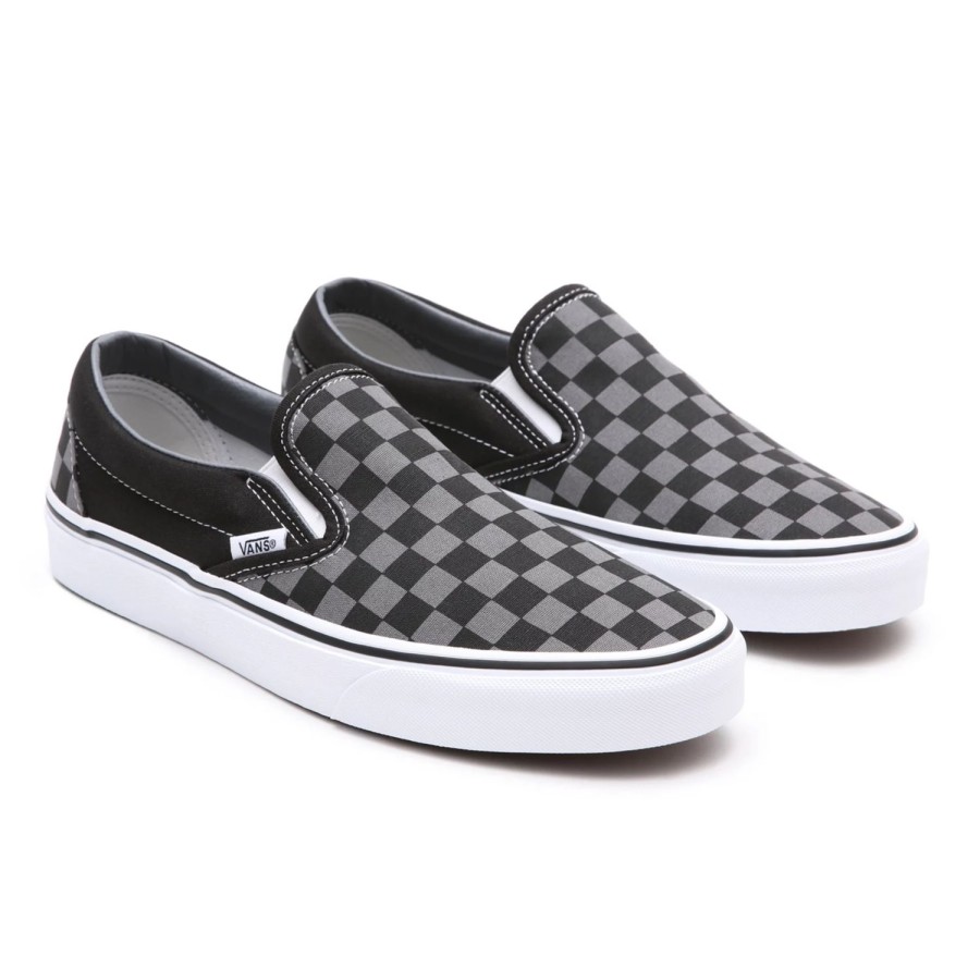 Herren VANS Classics | Checkerboard Classic Slip-On Schuhe Schwarz, Grau