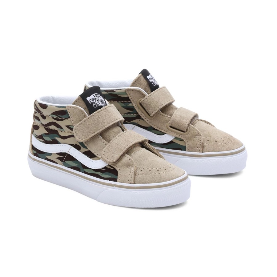 Kinder VANS Easy On, Easy Off | Kinder Flame Camo Sk8-Mid Reissue Schuhe Mit Klettverschluss (4-8 Jahre) Braun