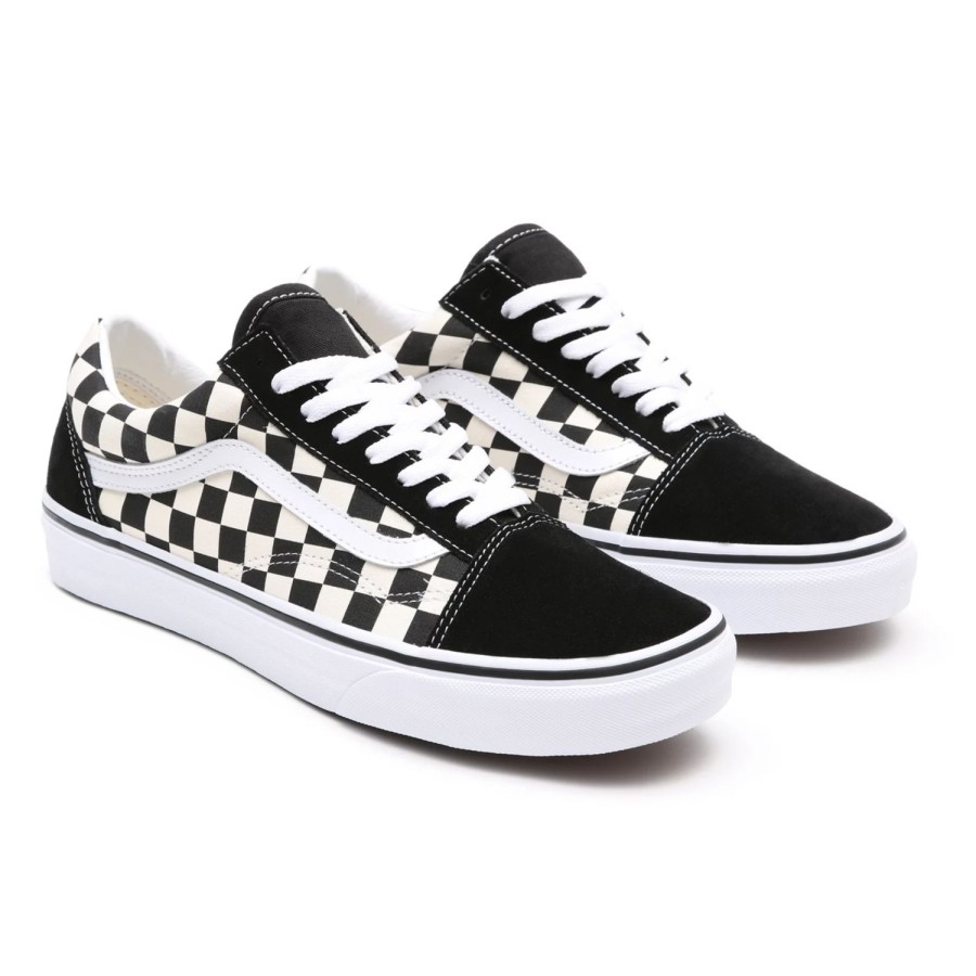 Damen VANS Classics | Primary Check Old Skool Schuhe Schwarz, Weis