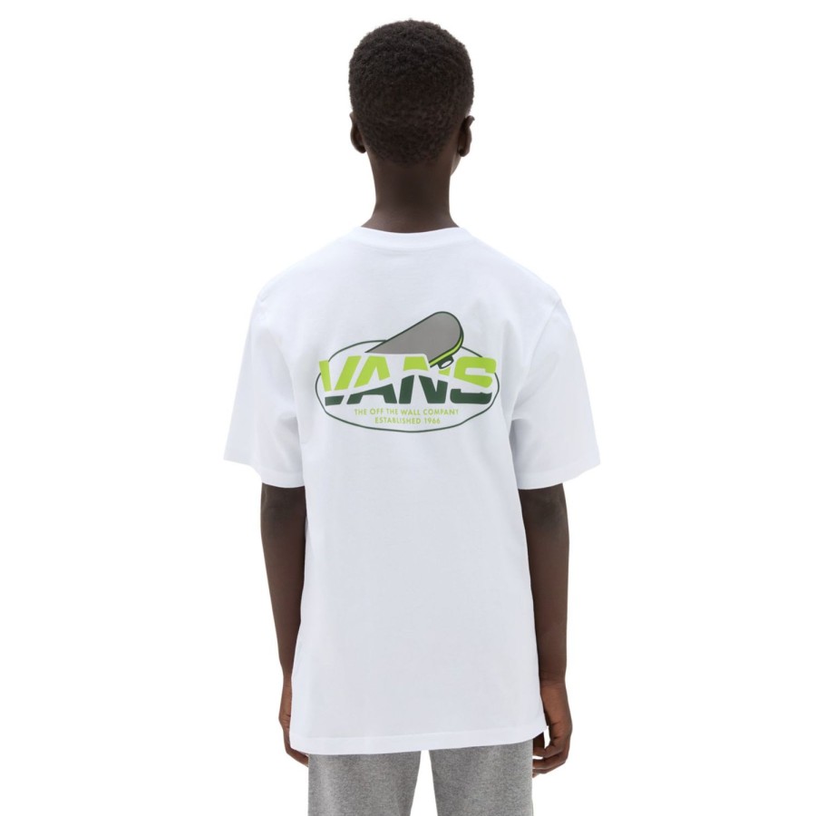 Kinder VANS Jungen-Bekleidung (8-14+) | Jungen Sk8 Shape T-Shirt (8-14 Jahre) Weis