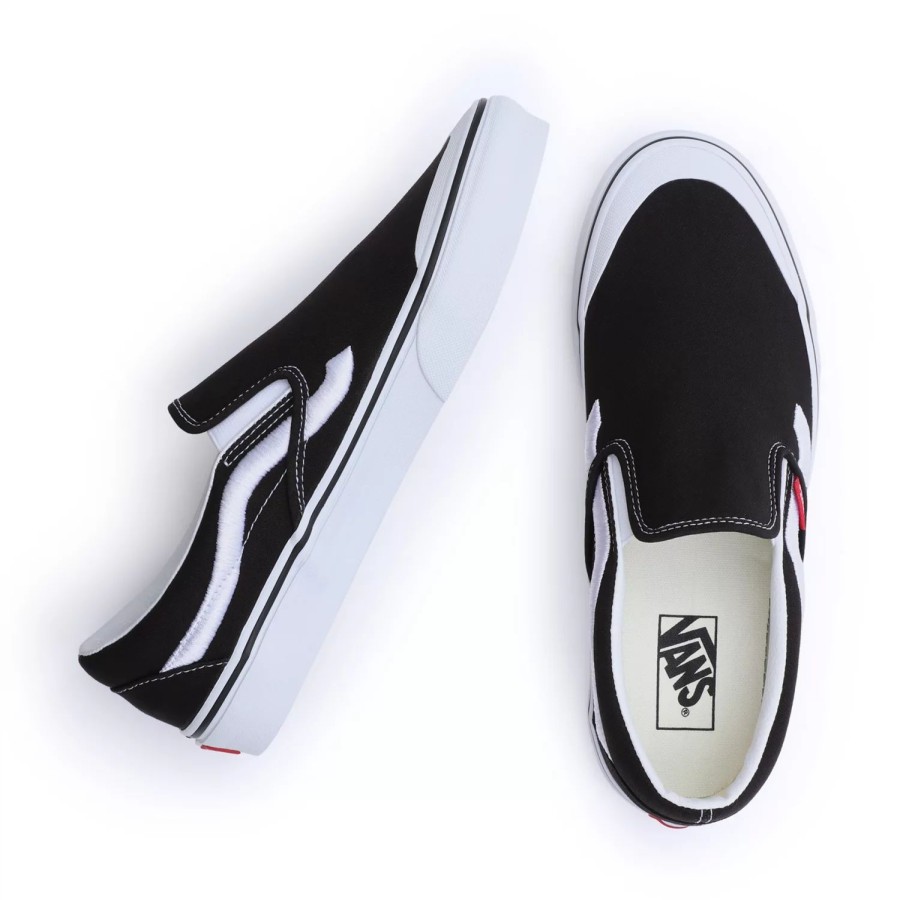 Herren VANS Slip-On-Schuhe | Classic Slip-On 138 Sidestripe Schuhe Schwarz