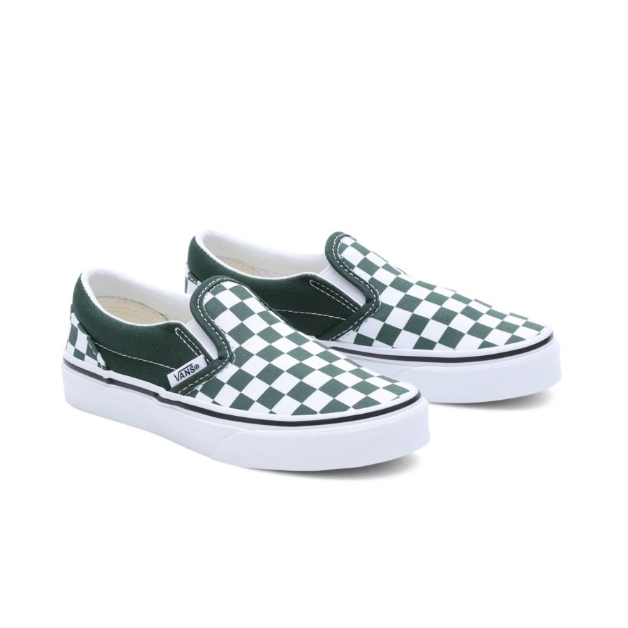 Kinder VANS Kleinkinder-Schuhe (1-4 Jahre) | Kinder Checkerboard Classic Slip-On Schuhe (4-8 Jahre) Grun