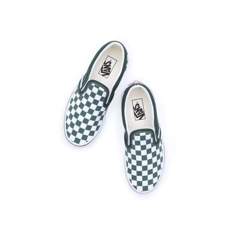 Kinder VANS Kleinkinder-Schuhe (1-4 Jahre) | Kinder Checkerboard Classic Slip-On Schuhe (4-8 Jahre) Grun