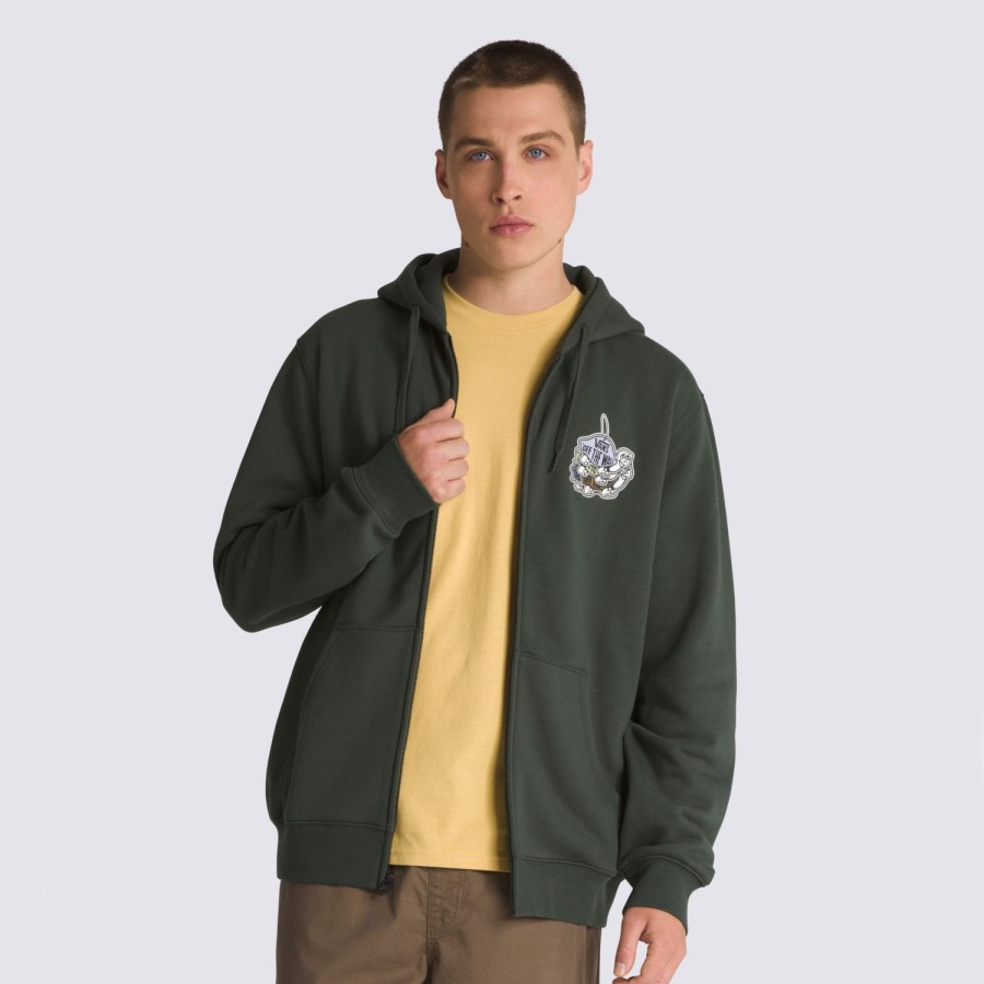 Herren VANS Kapuzenpullover & Sweatshirts | Rearview Full Zip Hoodie Grun