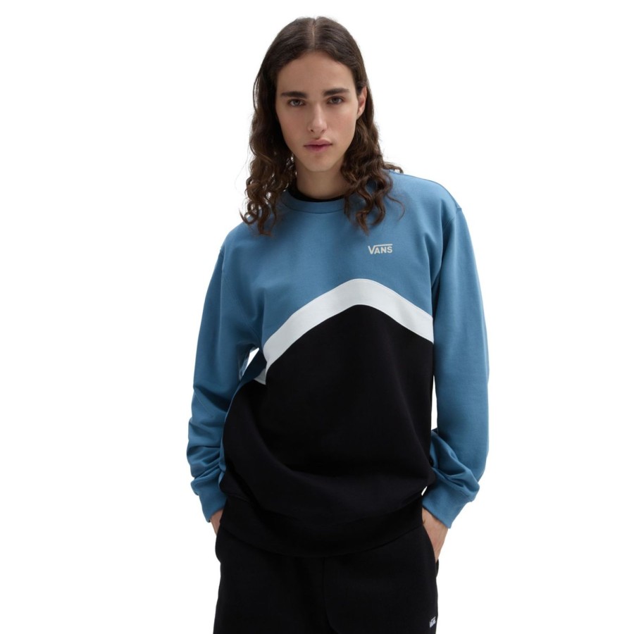 Herren VANS Kapuzenpullover & Sweatshirts | Sidestripe Block Crew Sweatshirt Schwarz