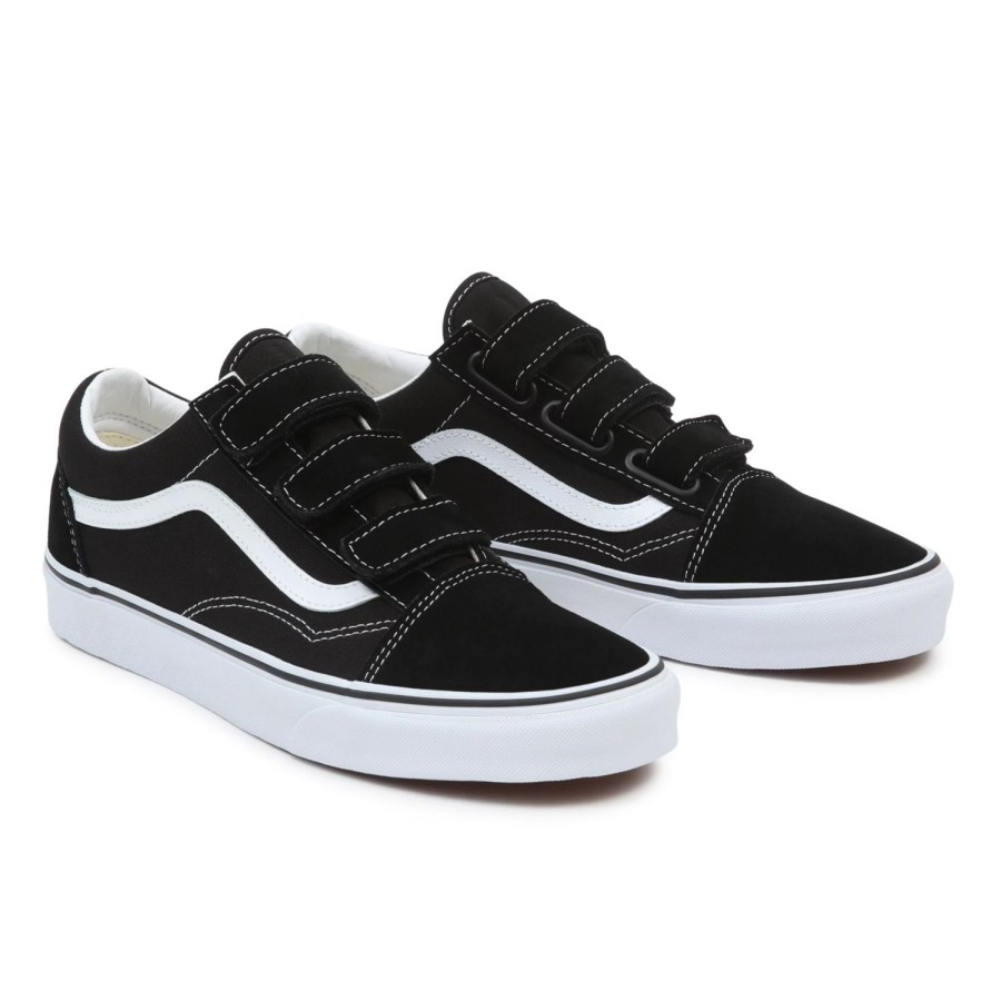 Damen VANS Classics | Suede/Canvas Old Skool Schuhe Mit Klettverschluss Schwarz, Weis