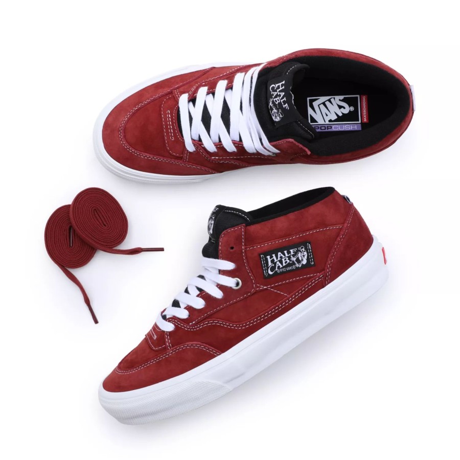 Herren VANS Skateschuhe | Skate Half Cab '92 Schuhe Aus Schweinswildleder Rot