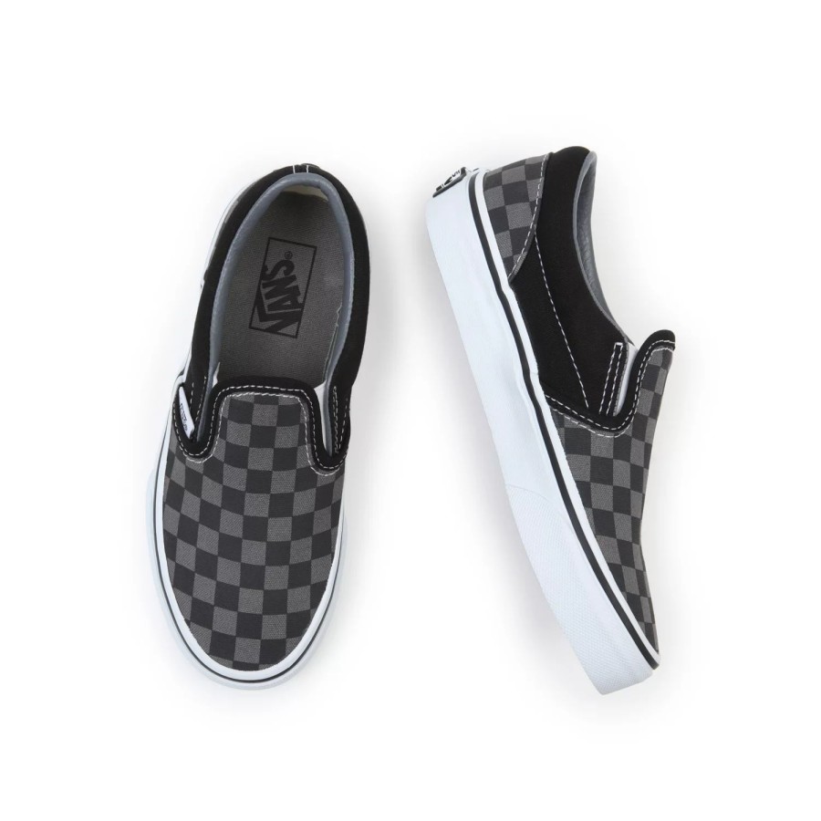 Kinder VANS Kinderschuhe (4-8 Jahre) | Kinder Checkerboard Classic Slip-On Schuhe (4-8 Jahre) Schwarz, Grau