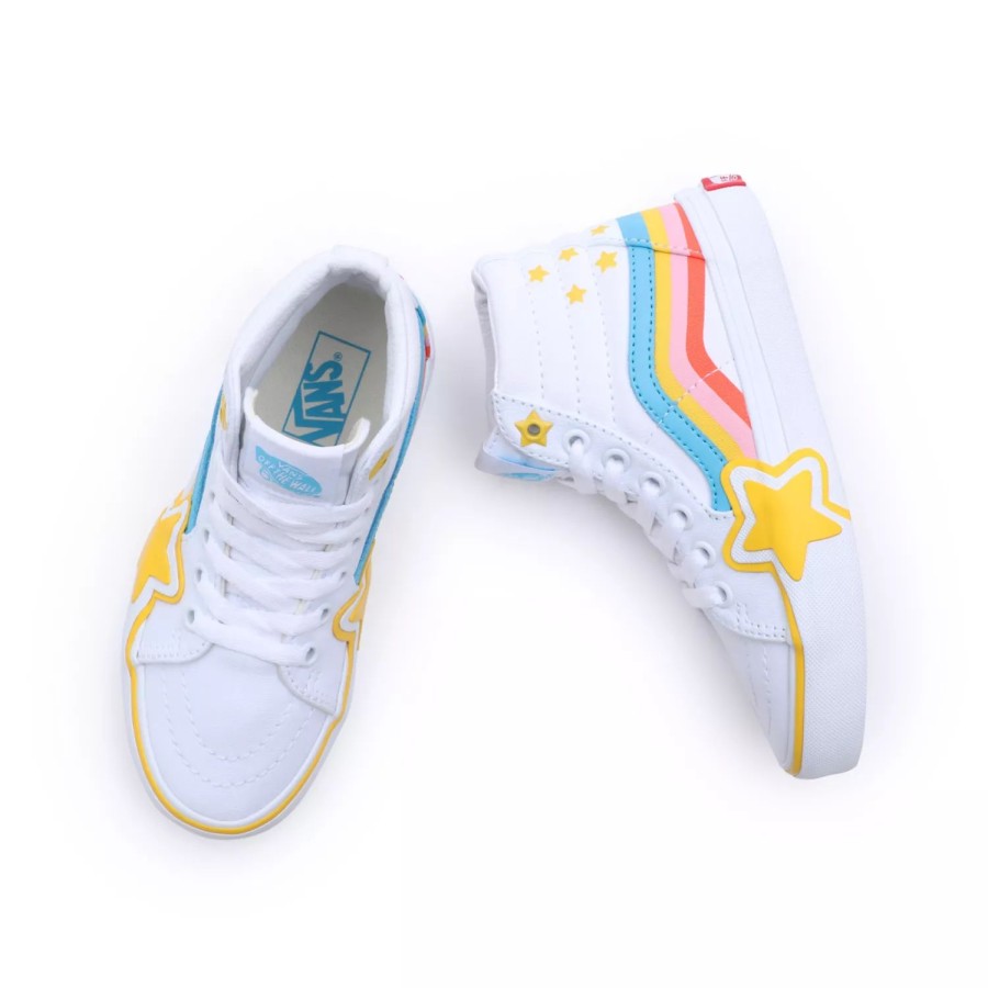 Kinder VANS Kleinkinder-Schuhe (1-4 Jahre) | Kinder Sk8-Hi Rainbow Star Schuhe (4-8 Jahre) Weis