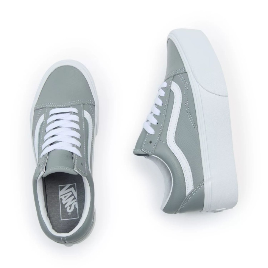 Damen VANS Plateauschuhe | Old Skool Stackform Schuhe Grau