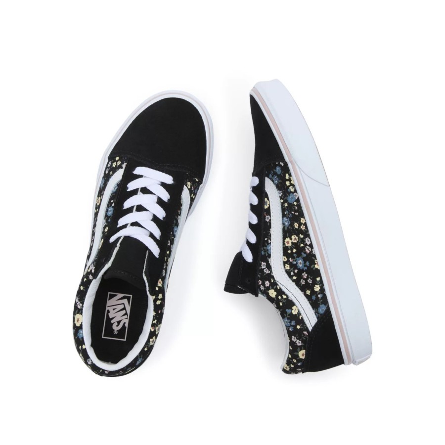 Kinder VANS Teenager-Schuhe (8-14 Jahre) | Jugendliche Floral Old Skool Schuhe (8-14 Jahre) Schwarz