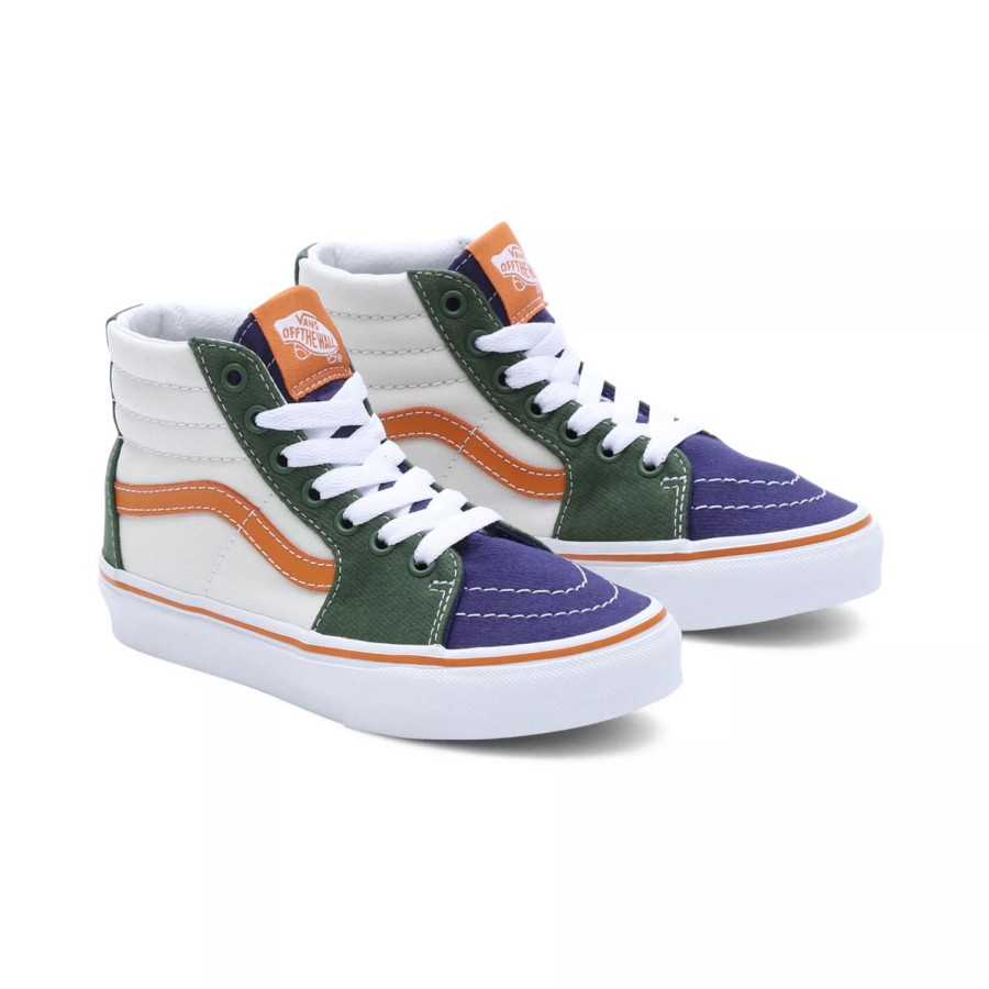 Kinder VANS Kinderschuhe (4-8 Jahre) | Kinder Twill Block Sk8-Hi Schuhe (4-8 Jahre) Multicolour