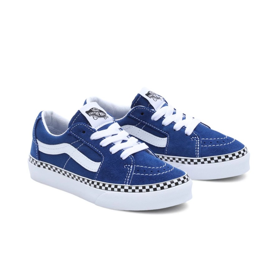 Kinder VANS Kleinkinder-Schuhe (1-4 Jahre) | Kinder (4-8 Jahre) Sk8-Low Checkerboard Foxing Schuhe Blau