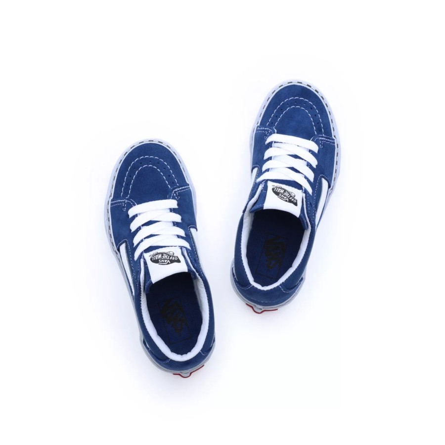 Kinder VANS Kleinkinder-Schuhe (1-4 Jahre) | Kinder (4-8 Jahre) Sk8-Low Checkerboard Foxing Schuhe Blau