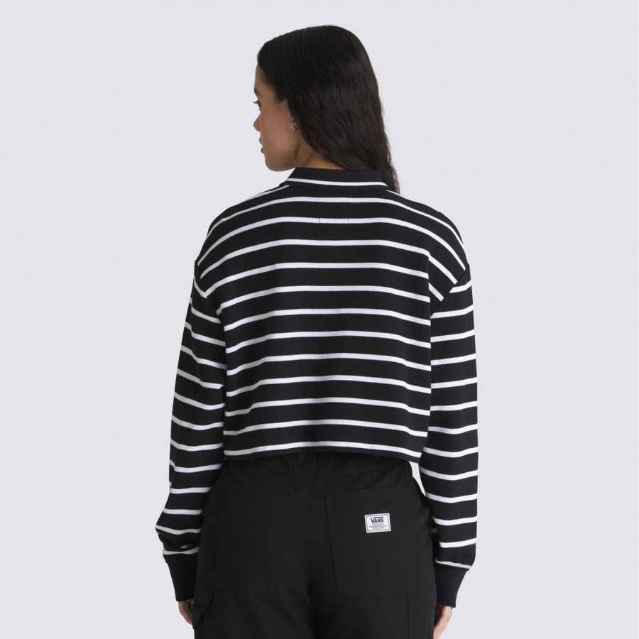 Damen VANS T-Shirts & Oberteile | Disney X Vans Bad Apple Long Sleeve Crop Rugby Poloshirt Schwarz