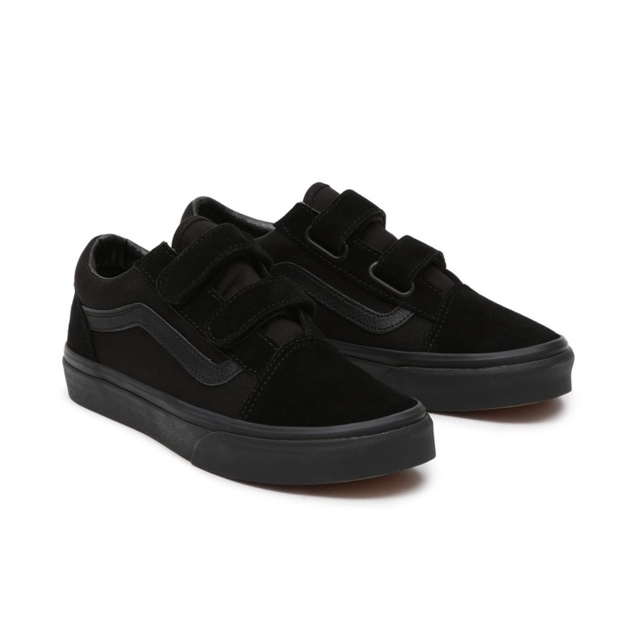 Kinder VANS Easy On, Easy Off | Jugendliche Old Skool Schuhe Mit Klettverschluss (8-14+ Jahre) Schwarz