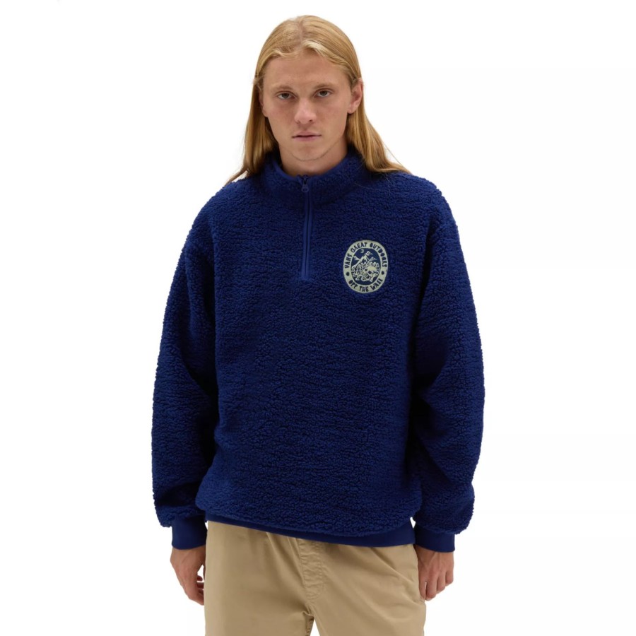 Herren VANS Kapuzenpullover & Sweatshirts | Happy Moon Quarter Zip Sweatshirt Blau