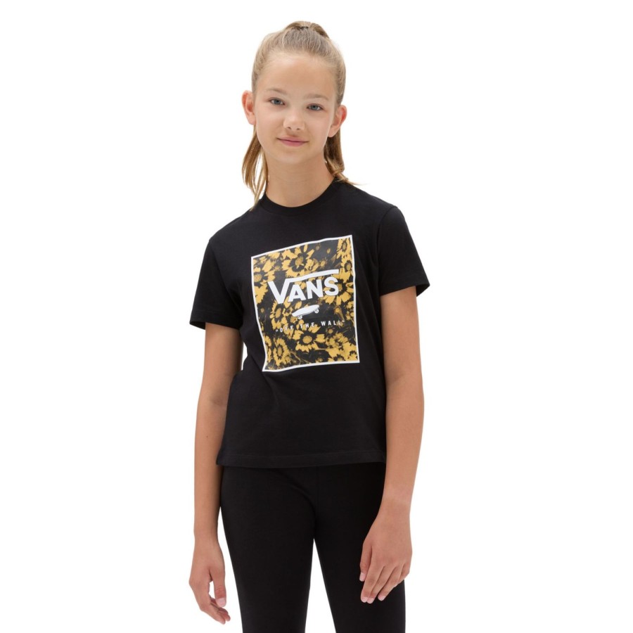 Kinder VANS Madchen-Bekleidung (8-14+) | Madchen Floral Box Rundhals-T-Shirt (8-14 Jahre) Schwarz