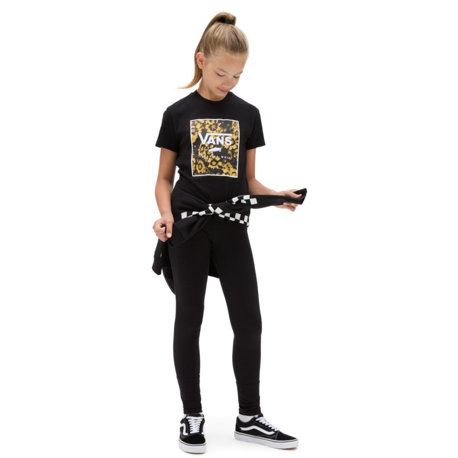 Kinder VANS Madchen-Bekleidung (8-14+) | Madchen Floral Box Rundhals-T-Shirt (8-14 Jahre) Schwarz