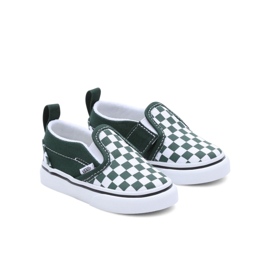 Kinder VANS Classics | Kleinkinder Checkerboard Slip-On Mit Klettverschluss (1-4 Jahre) Grun