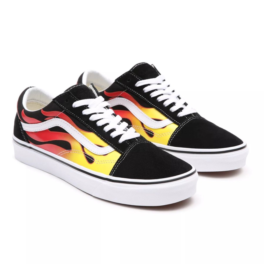 Herren VANS Low-Top-Schuhe | Flame Old Skool Schuhe Schwarz