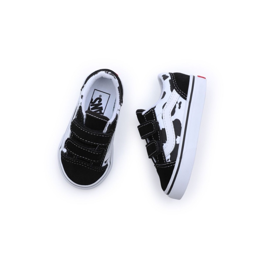 Kinder VANS Easy On, Easy Off | Kleinkinder Cow Old Skool Schuhe Mit Klettverschluss (1-4 Jahre) Schwarz