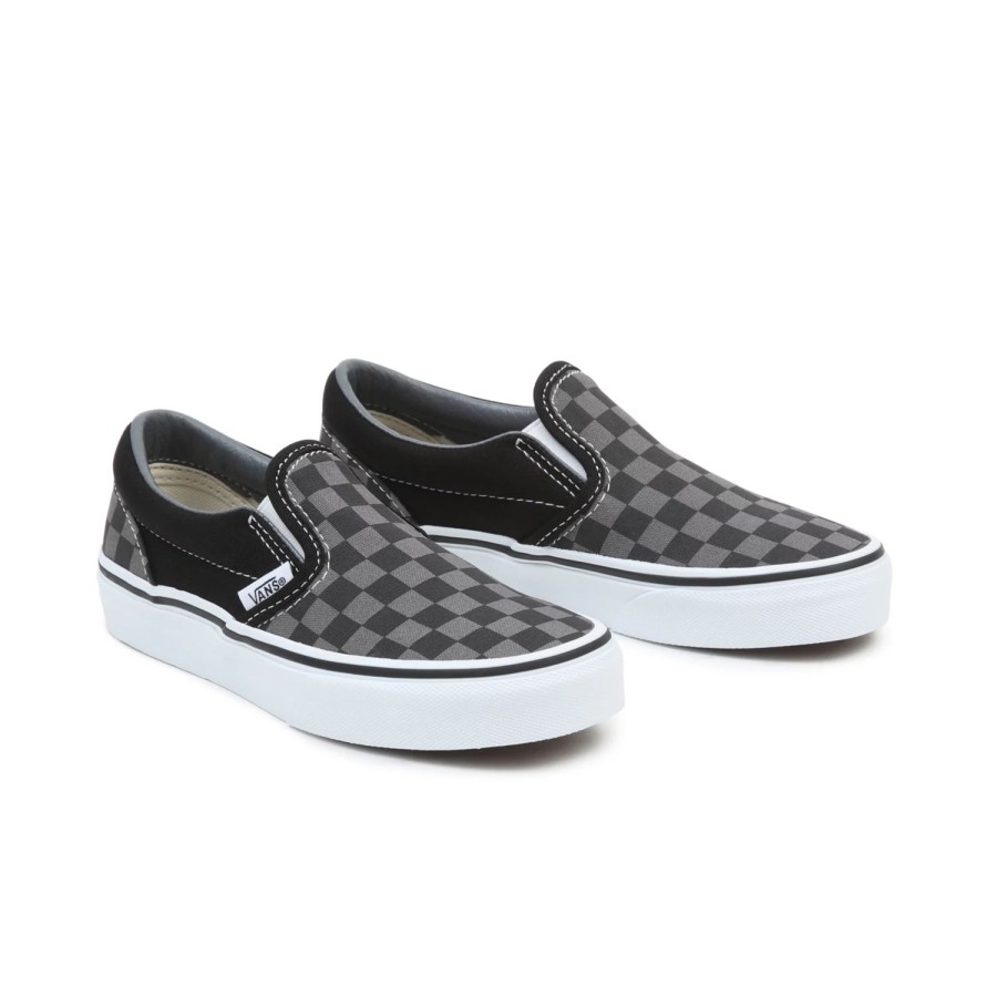 Kinder VANS Classics | Kinder Checkerboard Classic Slip-On Schuhe (4-8 Jahre) Schwarz, Grau