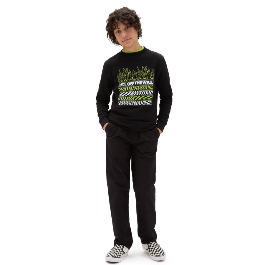 Kinder VANS Jungen-Bekleidung (8-14+) | Jungen Neon Flames Crew Sweatshirt (8-14 Jahre) Schwarz