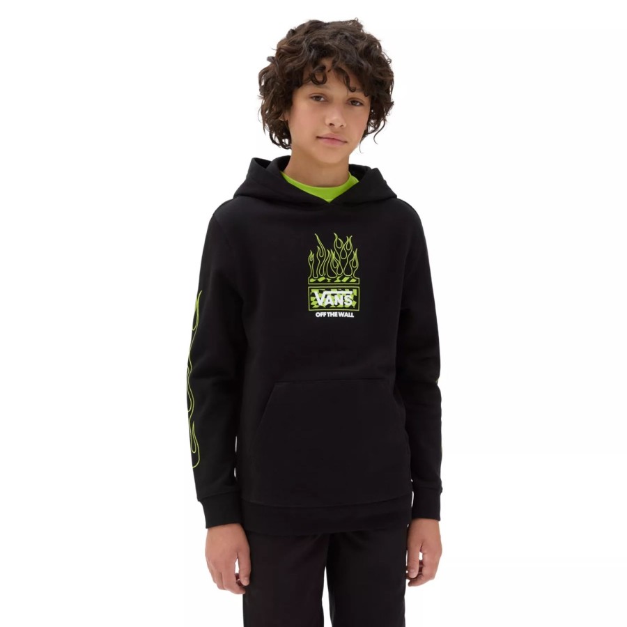 Kinder VANS Jungen-Bekleidung (8-14+) | Jungen Neon Flames Hoodie (8-14 Jahre) Schwarz