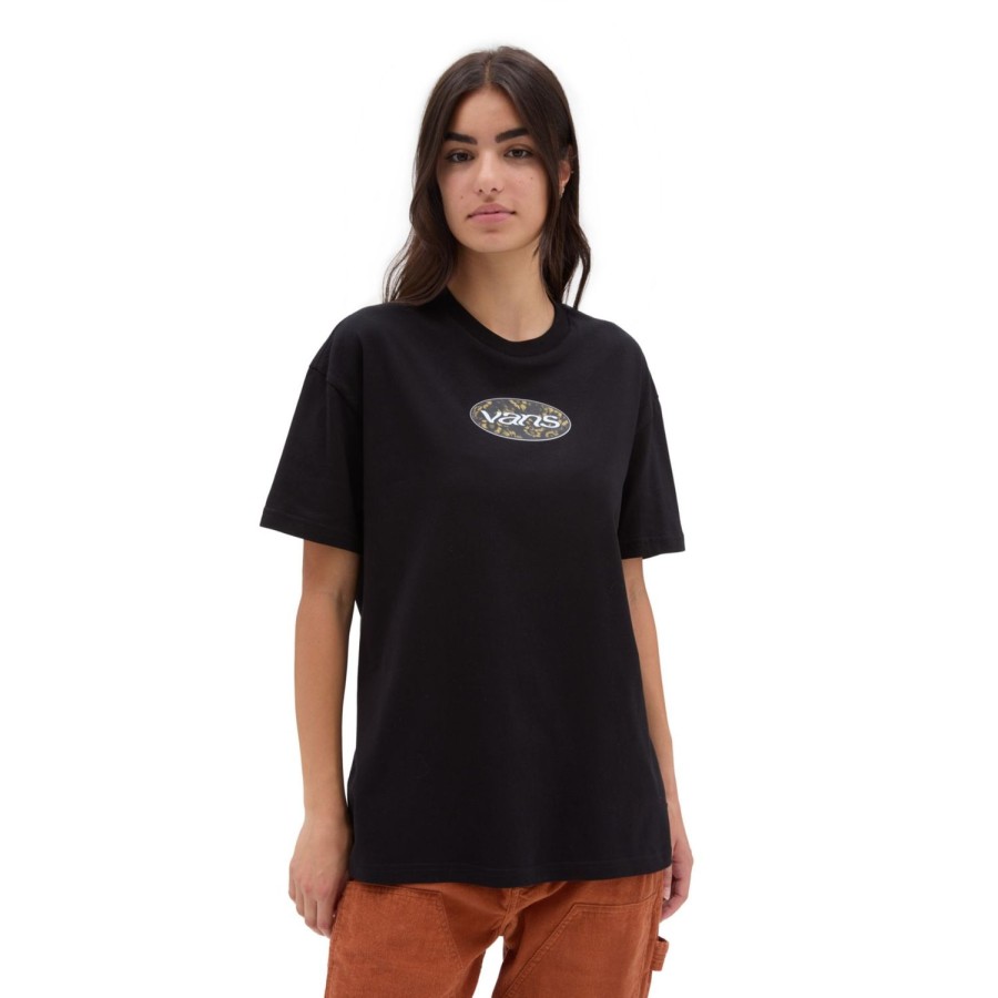 Damen VANS T-Shirts & Oberteile | Og Oval Bloom Oversized T-Shirt Schwarz