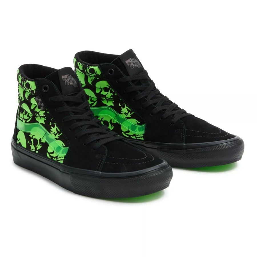 Damen VANS Skateschuhe | Skate Sk8-Hi Glow Skulls Schuhe Grun