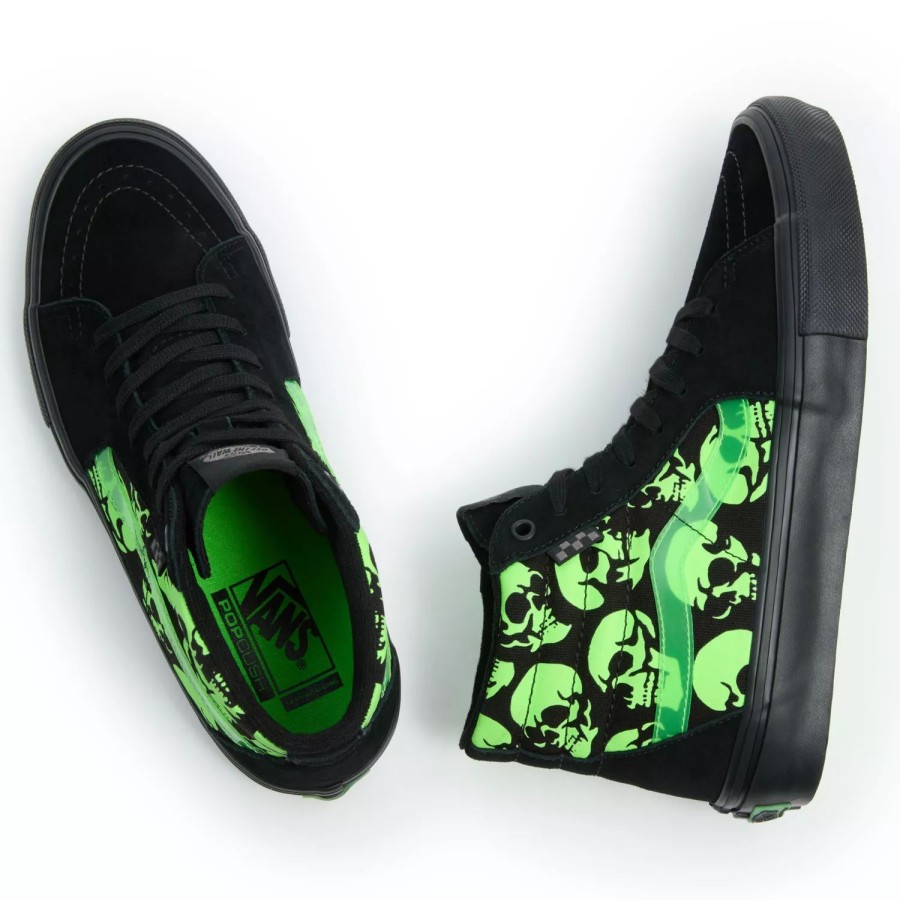 Damen VANS Skateschuhe | Skate Sk8-Hi Glow Skulls Schuhe Grun