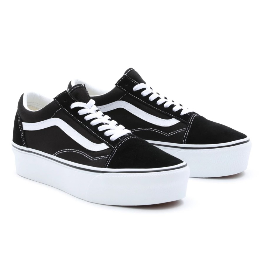 Damen VANS Plateauschuhe | Old Skool Stackform Schuhe Schwarz