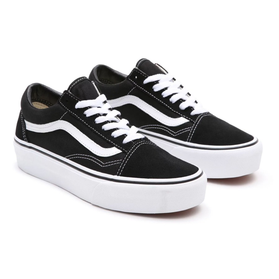 Damen VANS Plateauschuhe | Platform Old Skool Schuhe Schwarz