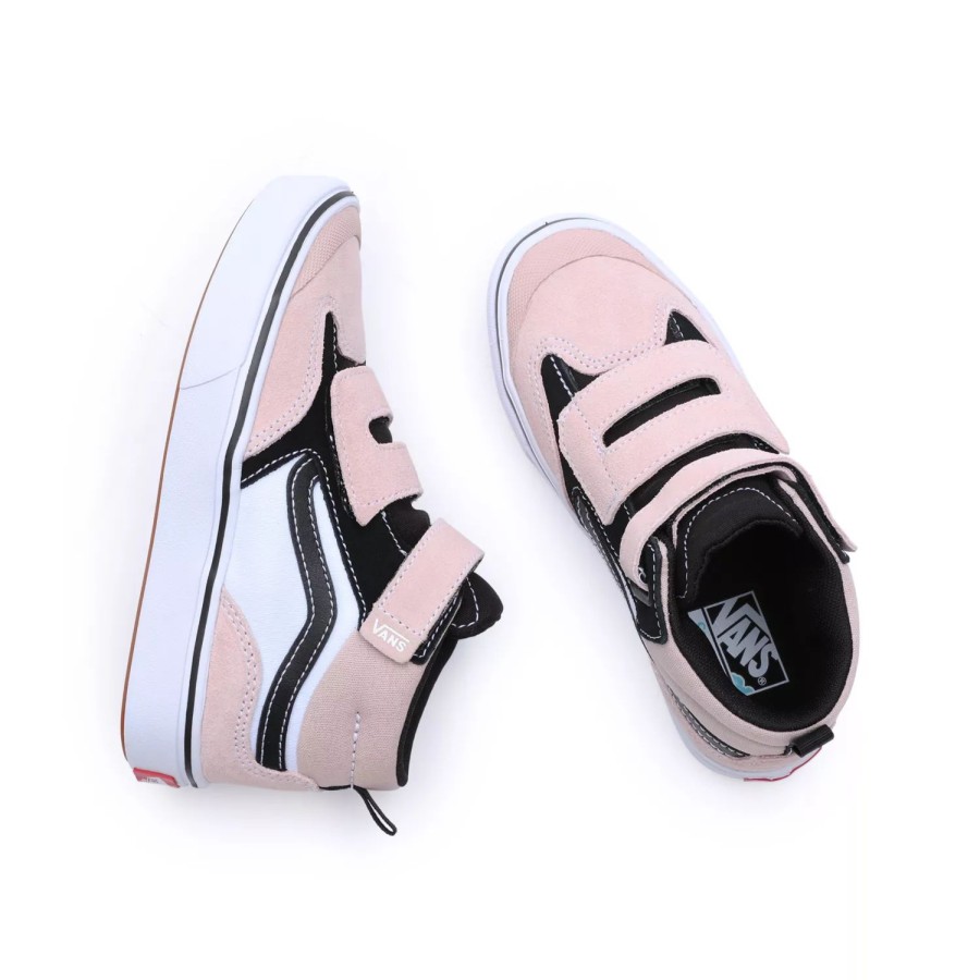 Kinder VANS Easy On, Easy Off | Kinder Comfycush New Skool Mid Schuhe Mit Klettverschluss (4-8 Jahre) Rosa