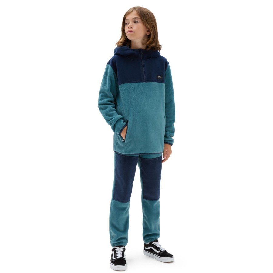 Kinder VANS Jungen-Bekleidung (8-14+) | Jungen Color Block Quarter Zip Hoodie (8-14 Jahre) Blau, Grun