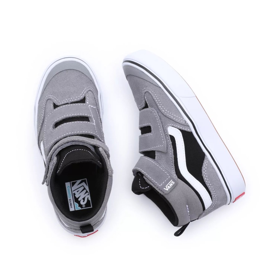 Kinder VANS Easy On, Easy Off | Kinder Comfycush New Skool Mid Schuhe Mit Klettverschluss (4-8 Jahre) Grau