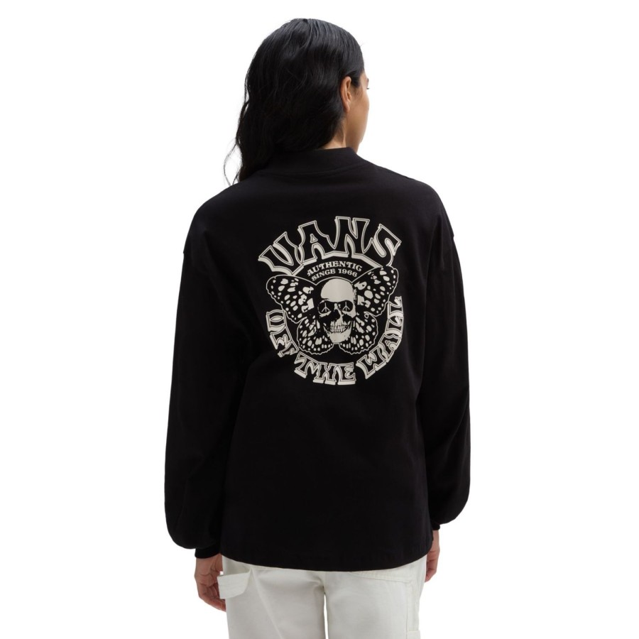 Damen VANS T-Shirts & Oberteile | Skullfly Langarm-Sweatshirt Mit Stehkragen Schwarz