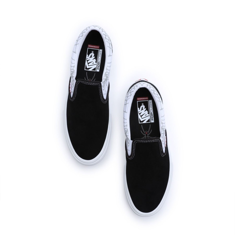 Herren VANS Slip-On-Schuhe | Black Widow Spider Slip-On Schuhe Schwarz