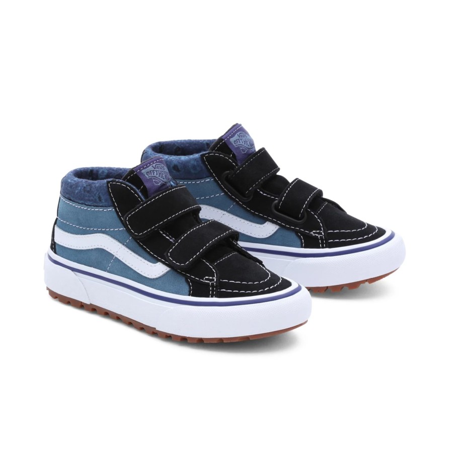 Kinder VANS Easy On, Easy Off | Kleine Kinder Paisley Sk8-Mid Reissue Mte-1 Schuhe Mit Klettverschluss (4-8 Jahre) Blau, Schwarz