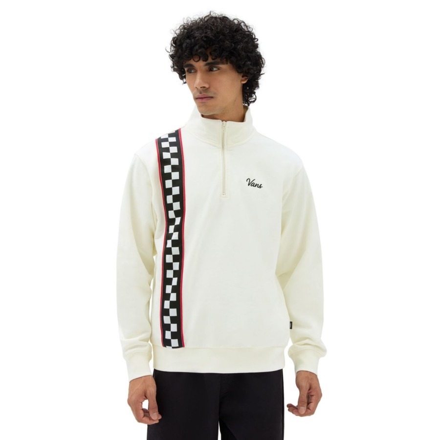 Herren VANS Kapuzenpullover & Sweatshirts | Race Day Q Sweatshirt Mit Reisverschluss Weis