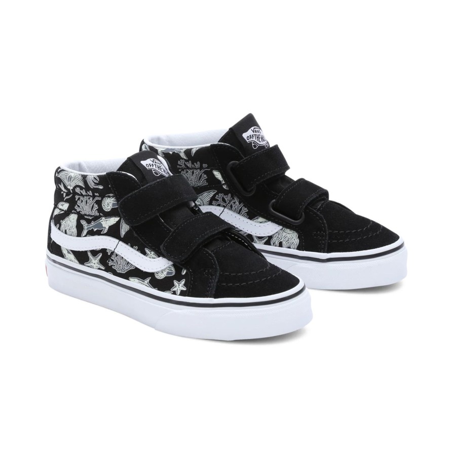 Kinder VANS Easy On, Easy Off | Kinder Sk8-Mid Reissue Schuhe Mit Klettverschluss (4-8 Jahre) Schwarz