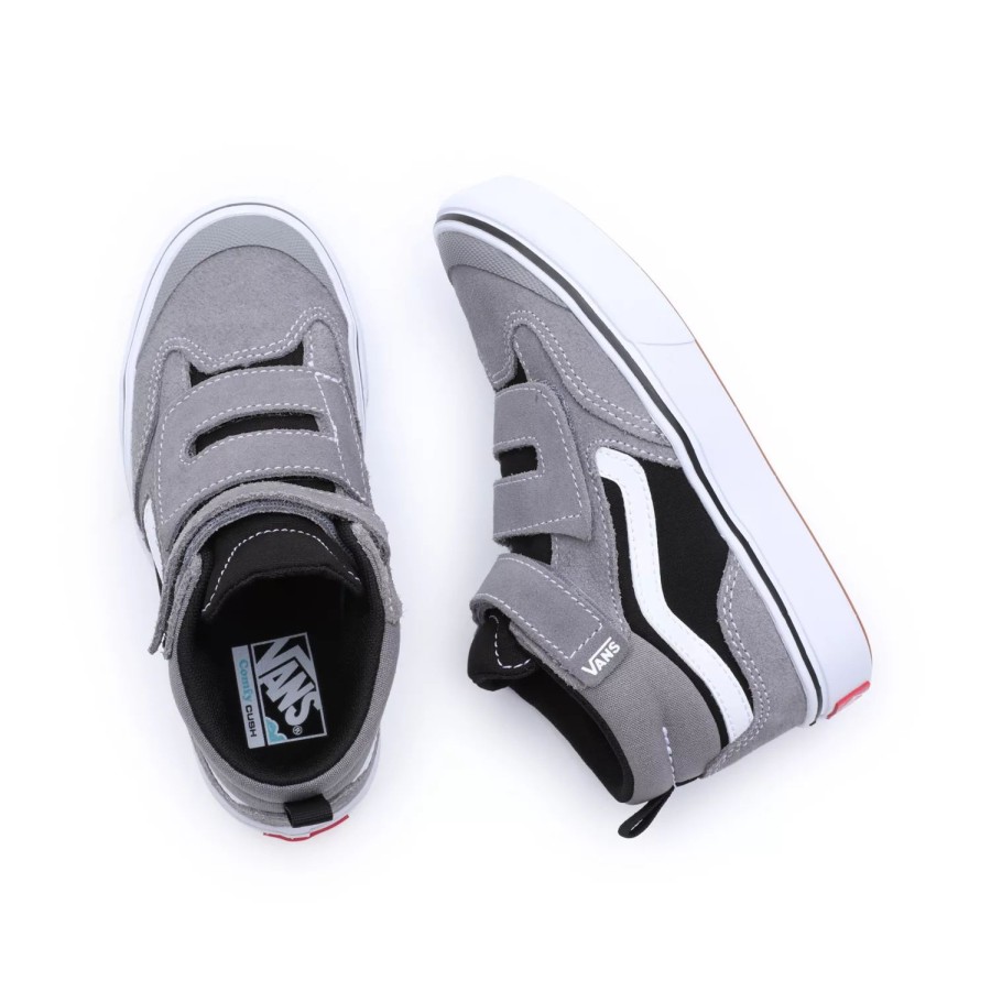 Kinder VANS Kinderschuhe (4-8 Jahre) | Kinder Comfycush New Skool Mid Schuhe Mit Klettverschluss (4-8 Jahre) Grau