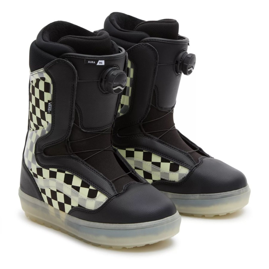 Herren VANS Snowboardboots | Herren Aura Og Checkerboard Snowboard Boots Schwarz, Weis