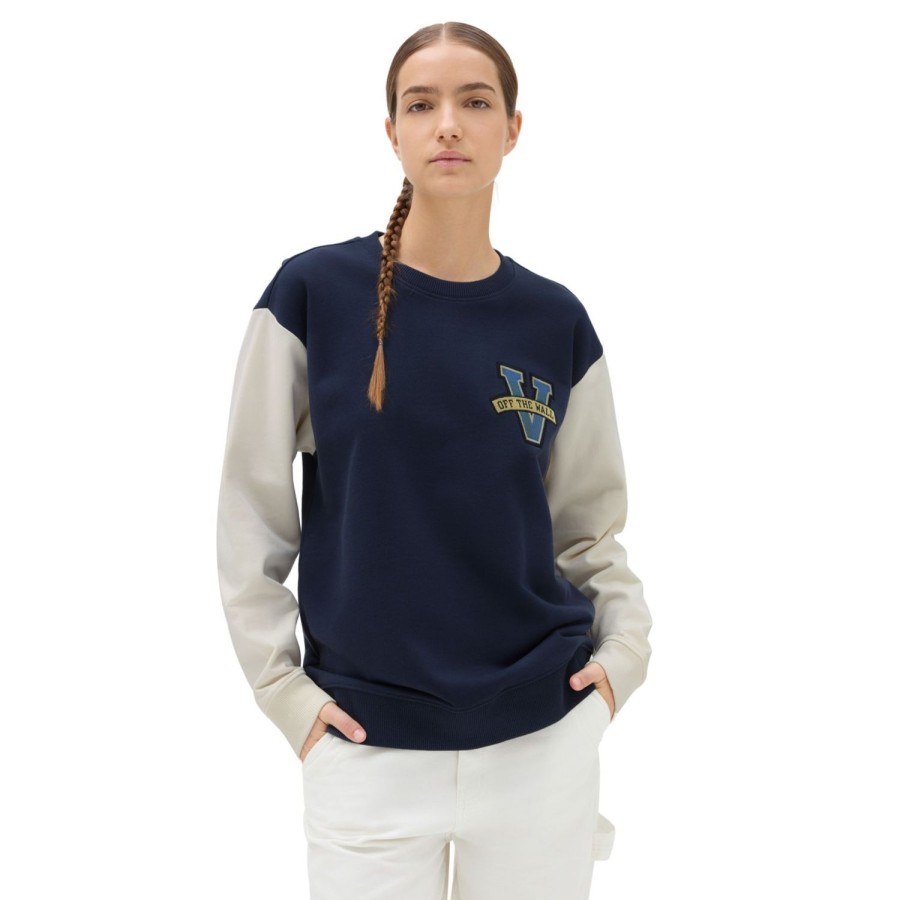 Damen VANS Kapuzenpullover & Pullover | Varsity V Oversized Crew Sweatshirt Blau