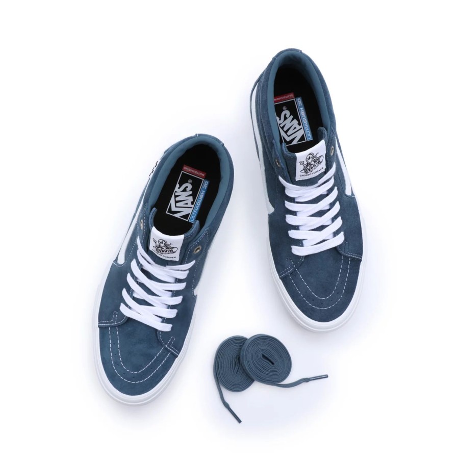 Herren VANS Skateschuhe | Skate Grosso Mid Schuhe Aus Schweinswildleder Blau