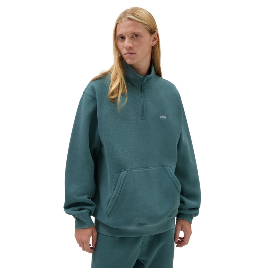 Herren VANS Kapuzenpullover & Sweatshirts | Comfycush Quarter Zip Sweatshirt Blau, Grun