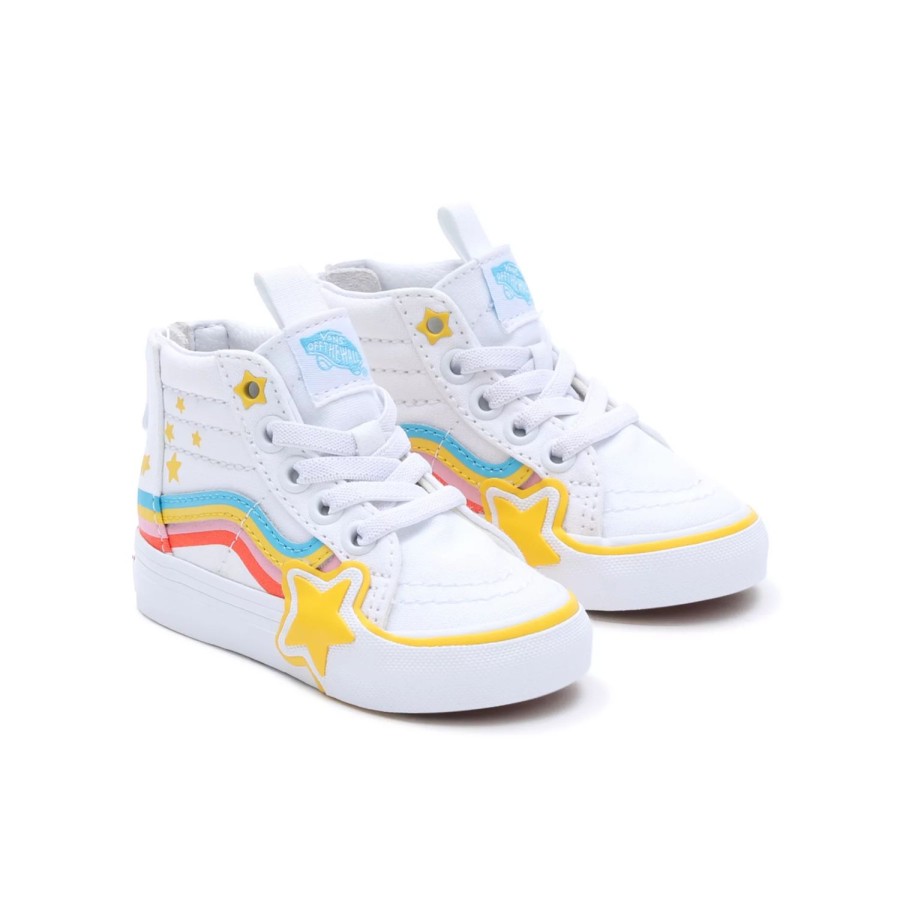 Kinder VANS Kleinkinder-Schuhe (1-4 Jahre) | Kleinkinder Sk8-Hi Zip Rainbow Star Schuhe (1-4 Jahre) Weis