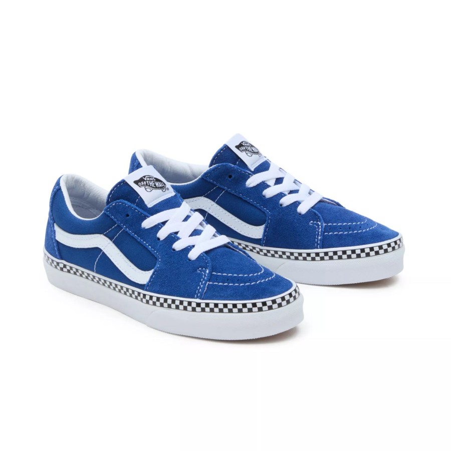 Kinder VANS Teenager-Schuhe (8-14 Jahre) | Jugendliche Checkerboard Foxing Sk8-Low Schuhe (8-14 Jahre) Blau